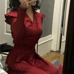Scotch & Soda Rich Red Long Sleeve Dress